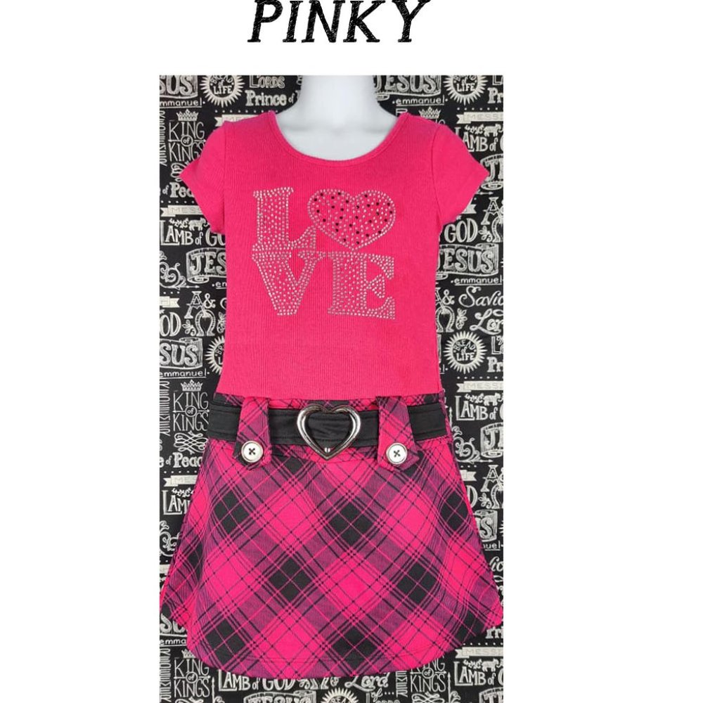 Pinky "Love" Plaid Dress Sz 6